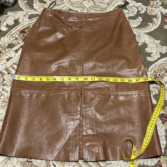 Banana Republic Tan whip stitched Western Boho Leather Skirt - Picture 8 of 9